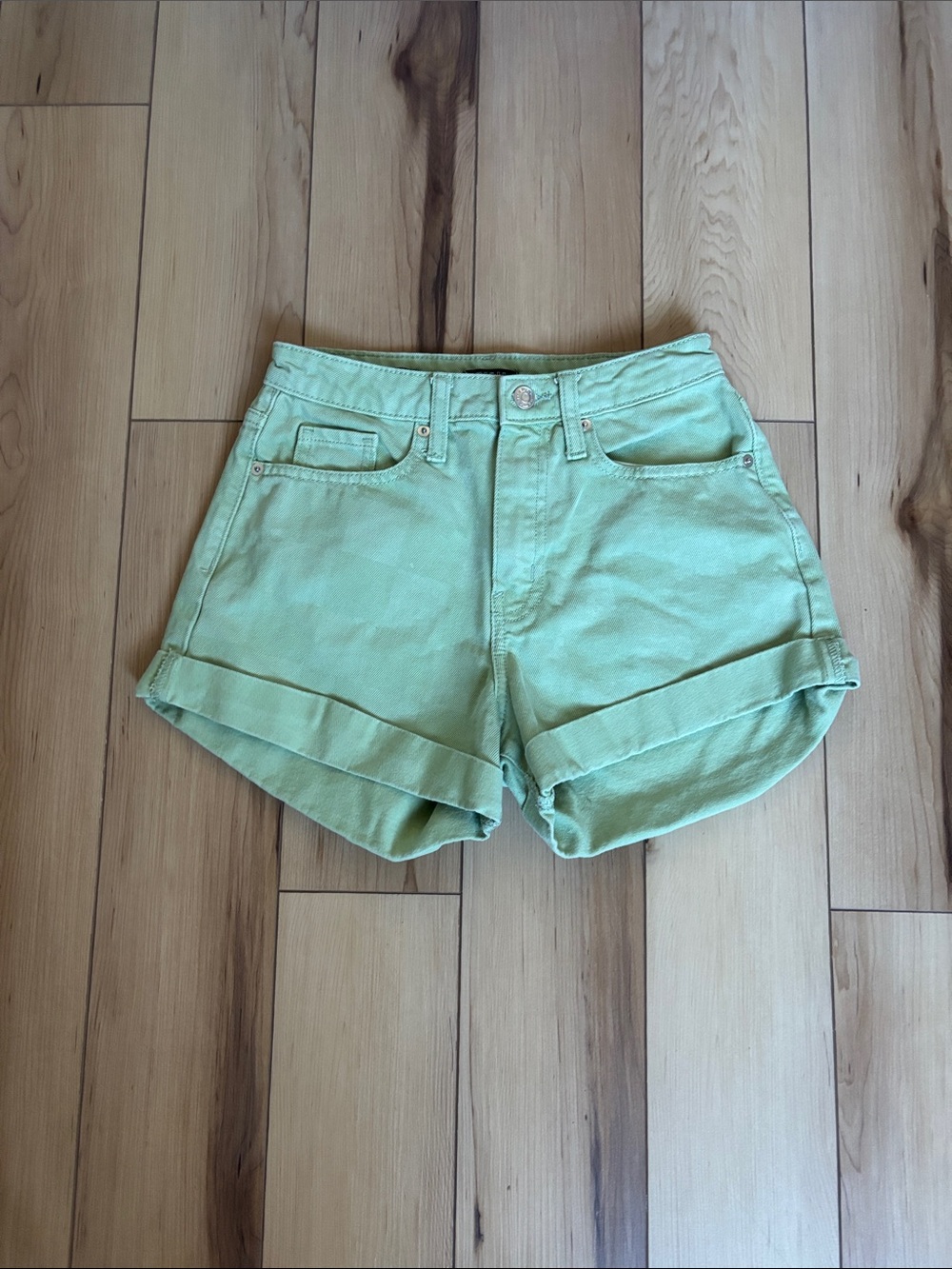 High-Rise Mint Green Women's Denim Shorts
